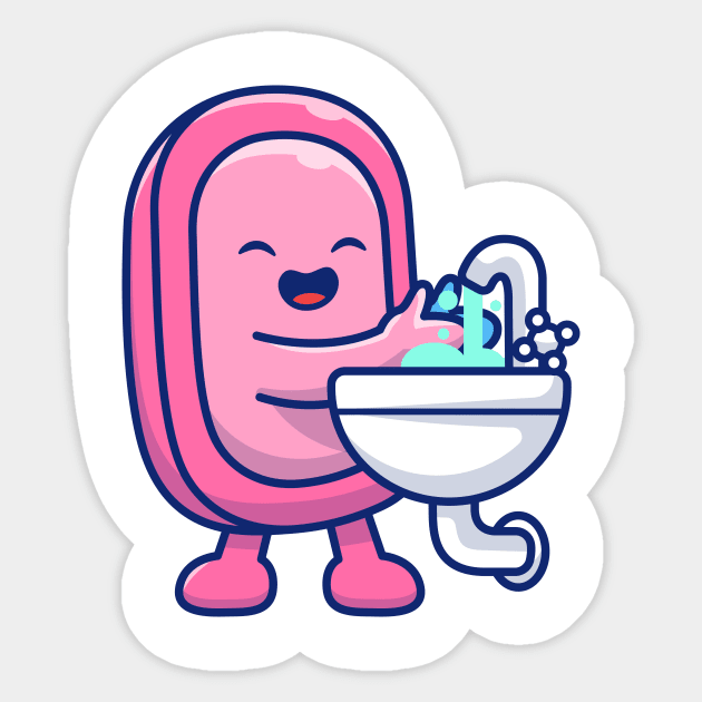 Cute soap washing hand cartoon Sticker by Catalyst Labs